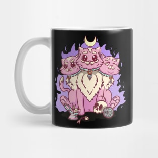 Kawaii Pastel Goth Cute Creepy 3 Headed Cat Skul, Mug